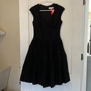 BRAND NEW Isaac Mizrahi x Target Cap Sleeved Black Embroidered Dress.